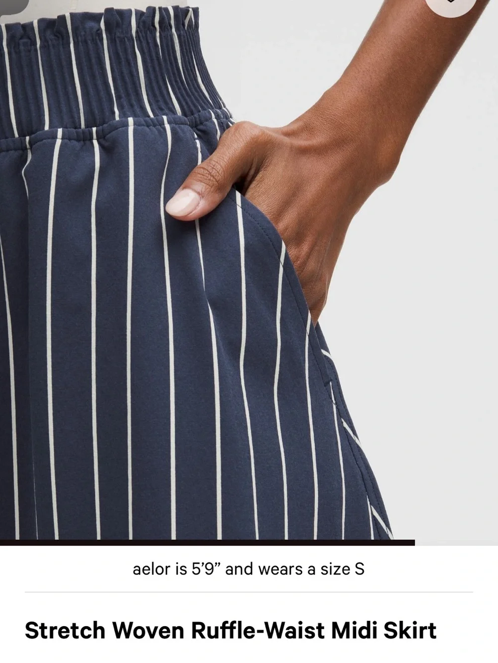 Lululemon Stretch Woven Ruffle-Waist Midi Skirt.